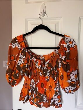 Faithfull The Brand LS Smocked Floral Top